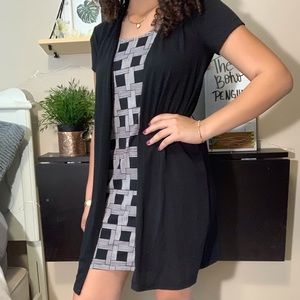 Black and white cardigan dress